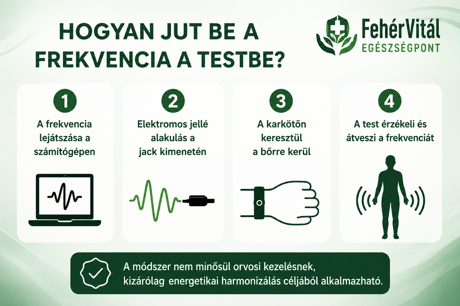 Frekvenciás harmonizálás – a frekvencia útja a számítógépes jeltől a testen alkalmazott érzékelőig.